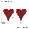 Green Red Enamel Oil Drip Heart Stud Earrings Stainless Steel view 7