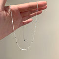 Thin Gold Silver Metal Sequin Station Chain Necklace view 4