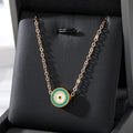 Gold Tone Small Round Enamel Evil Eye Pendant Necklaces view 4