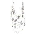 Silver Tone Layered Pearl and Crystal Charm Necklace view 5