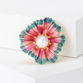 Layered Petal Pearl Flower Brooch Decorative Lapel Pin view 5