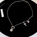 Silver Tone Floral Pendant Necklaces in Two Beaded Designs view 7