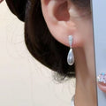 Silver Tone Crystal Teardrop Stud Earrings Fashion Jewelry for Women view 4