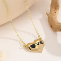 Metal Heart LOVE Pendant Necklace Gold and Silver Tones view 3