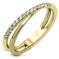 Crossed Double Band CZ Ring Gold Silver Two-Tone Options view 3