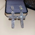 Crystal Cross Drop Stud Earrings In Five Colorways view 10
