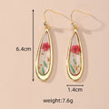 Gold Tone Pressed Flower Resin Drop Earrings in Three Designs view 4