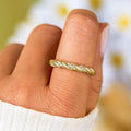 Gold Tone Twisted Rope Band Ring with Clear Accents view 2