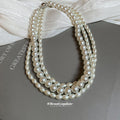 White Round Pearl Strand Necklace Silver Tone Clasp view 4