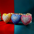 Double-Sided Jeweled Heart Keychains in Fuchsia Blue Yellow and Assorted Colors view 2