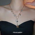Star And Crescent Charm Gold Tone Necklace Jewelry Design view 3