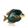 Green Enamel Tropical Fish Brooch With Gold Tone Fins view 5