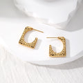 Gold Tone Textured Geometric Hoop Earrings in Eight Designs view 2