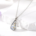 Silver Tone Teardrop Pressed Flower Resin Necklace and Earring Options in Eight Designs view 6