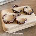 Brown Leopard Wide Hoop Earrings in Dark and Light Patterns view 3