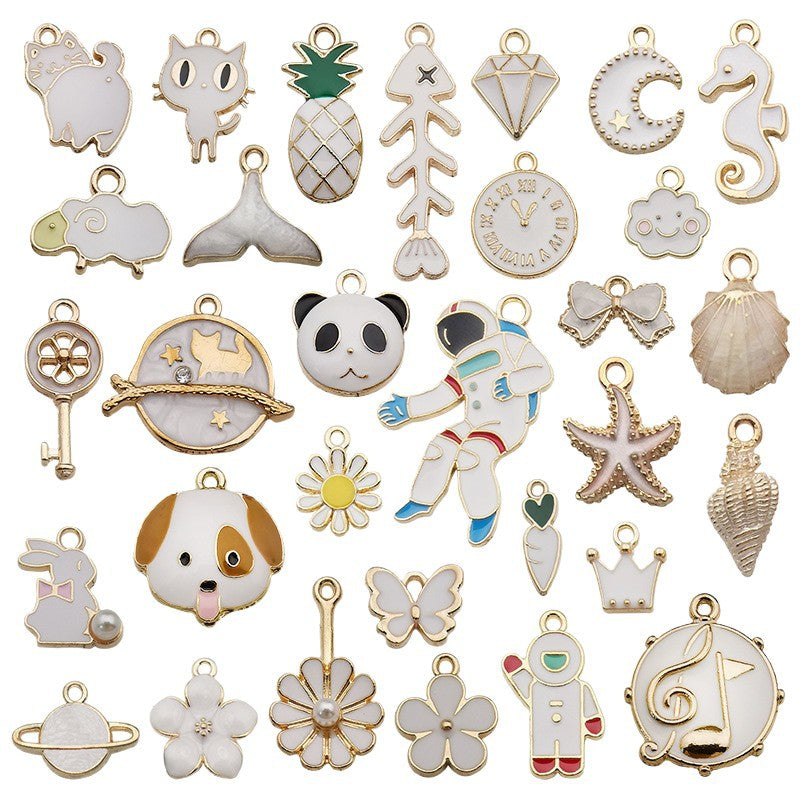 Enamel Zinc Alloy Bear Moon Charm Pendant for DIY Necklace Earrings Keychain Jewelry