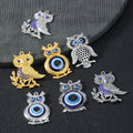 Alloy Owl Blue Evil Eye Charm Pendant Two Tone Finish view 1