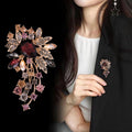 Flower Crystal Metal Brooch Pin 4.2 x 7 cm for Jackets and Lapels view 4