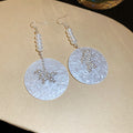 Translucent Shell Disc and Pearl Bead Statement Drop Earrings view 6