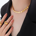 Gold Square LOVE Bead Choker Necklace With Snake Chain view 4