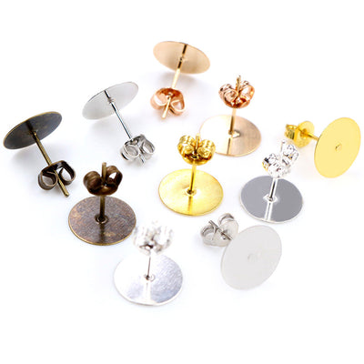 Flat pad earring posts showing the overall assortment