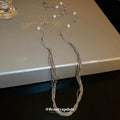 Long Multi-Strand Silver Snake Chain Pearl Station Necklace view 4