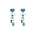 Blue Heart Iridescent Bow Geometric Long Stud Earrings view 5