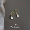 Gold Tone Irregular White Pearl Drop Hook Earrings For Women view 1