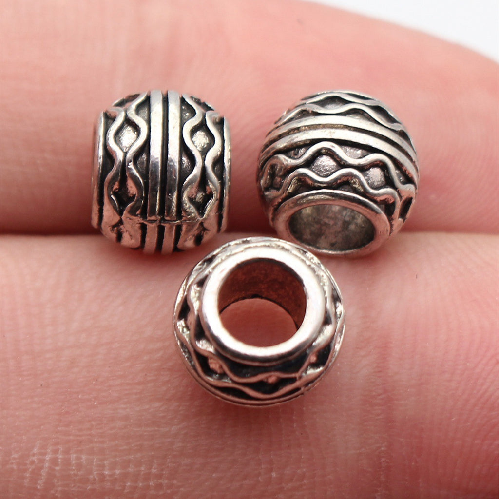 10x10x8.2mm 2g Multicolor Zinc Alloy Wave Texture Large Hole Spacer Beads for Bracelet Jewelry Making