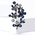 Leaf Bouquet Brooch In Metal With Faceted Leaf Crystals On Branching Stems view 3