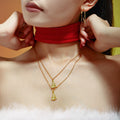 Gold Christmas Tree Zircon Pendant Clavicle Necklace Stainless view 4