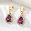 Gold Tone Crystal Teardrop Star Stud Drop Earrings view 2