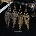 Triangle Chain Fringe Hook Earrings in Gold and Silver view 2