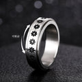 Steel Flower Spinner Ring Black Daisy Motif Sizes 6-13 view 1