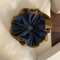 Blue Denim Scrunchies And Triangle Claw Clip Brown Trim view 3