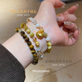 Mixed Tiger Eye Pattern Charm Stack Or Simple Round Bead Bracelet view 3