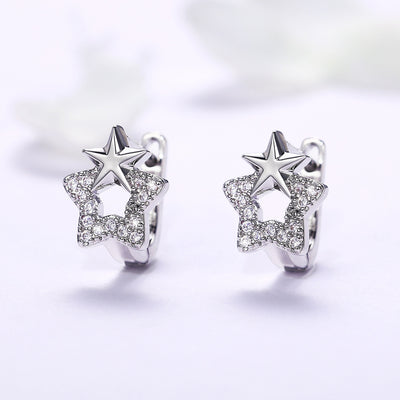 Silver Tone double star cluster studs shown in front detail view