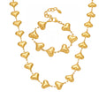 Polished Puffy Heart Link Necklace And Bracelet Gold Or Steel view 5