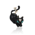 Curved Arched Cat Enamel Lapel Brooch in Black or White view 1