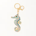 Rhinestone Seahorse Keychain Gold Metal Ocean Animal Charm view 5