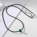 Black Cord Donut Bead Natural Stone Necklaces in Sixteen Colors view 5