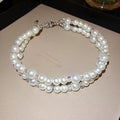Layered Pearl And Crystal Cross Necklace In Two Styles view 6