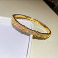 Gold Crystal Open Bangle Heart And Fan Pave 2 Styles view 7