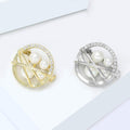 Pearl Circle Brooch in Gold Tone and Silver Tone Jacket and Scarf Accessory view 3