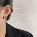 Gold Tone Translucent Coffee Brown Square Stud Earrings view 2