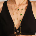 Gold Czech Glass Y-Lariat Necklace Six Stone Colors view 2