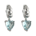 Silver Huggie Hoops Stacked Hearts Aqua Heart Drop Earrings view 5