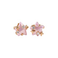 Pink Star and Pearl Gold Tone Huggie Hoop Earrings view 5