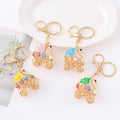 Rhinestone Swan Baby Carriage Keychain Gold Tone Four Colors view 1