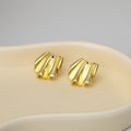 Gold and Silver Folded Fan Sculptural Stud Earrings view 3